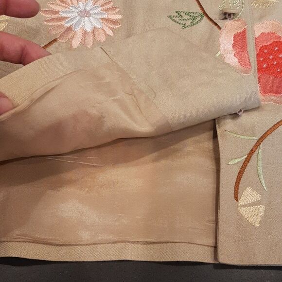 Ann Trinity Tan Floral Embroidered Women's Suit Jacket - Picture 6 of 9